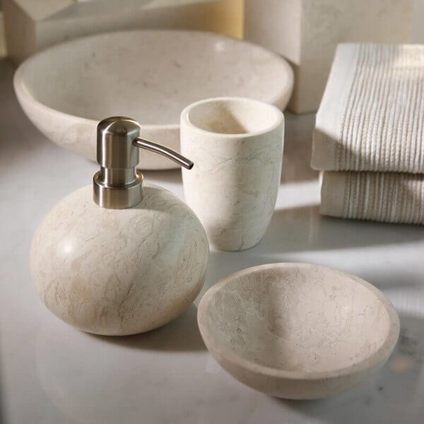 Aquanova Luxor Badaccessoires-Set aus edlem Marmor: Luxuriöses Set für ein stilvolles Badezimmer.