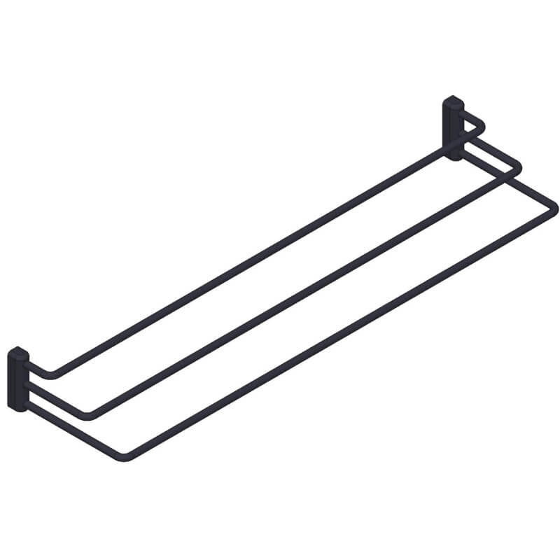 Badetuchhalter von Giese: Die schwarze Etagere mit 3 Stangen zum Kleben oder Schrauben ist ein stilvoller Badetuchhalter.