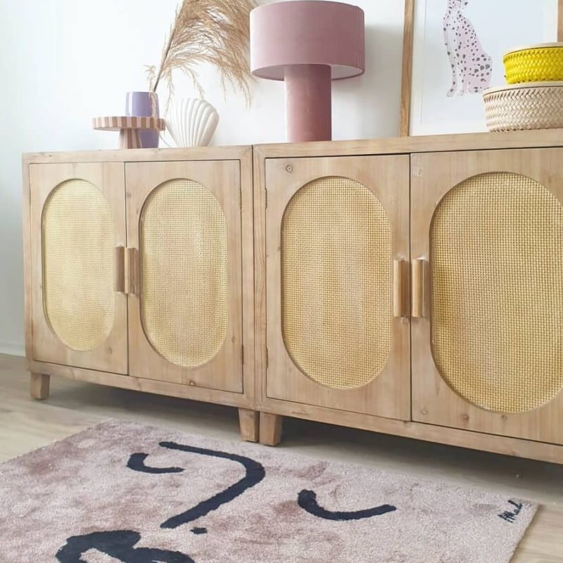 Badezimmervorleger mit Gesichtsmotiv in Beige, Modell Anais von Mad About Mats.
