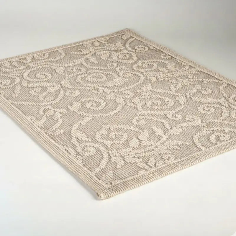 Vintage Baumwoll-Vorleger und Läufer „Evelyn Kahle“ in Natur-Beige mit elegantem Paisley-Muster – dekorativer Teppich für Wohnzimmer, Flur oder Schlafzimmer
