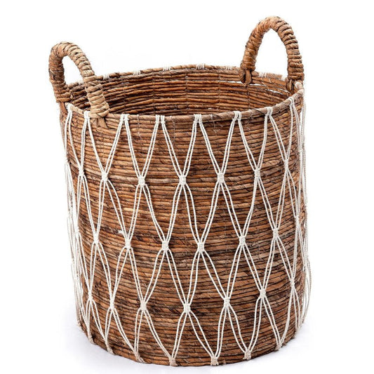 Boho-Korb "Gariau": Der Aufbewahrungskorb im Makramee-Look ist ein Pflanzkorb/Wäschekorb.