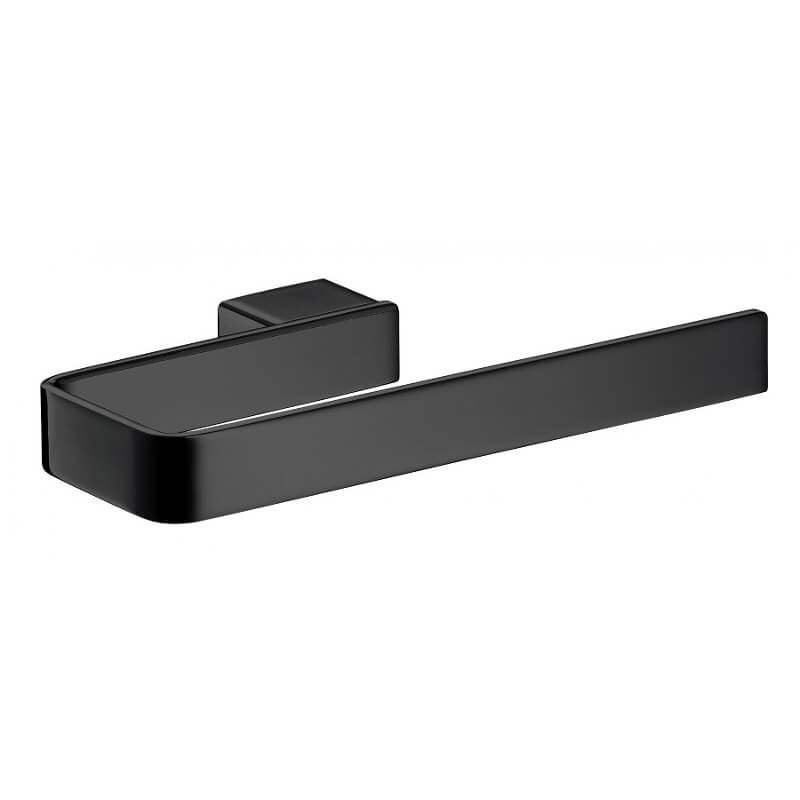 Schwarzer, moderner Handtuchring für das Gästebad, Modell Emco Loft.