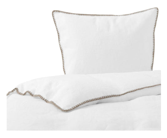 Passion for Linen Felice Hochwertige weiße Bettwäsche, Leinen-Baumwollsatin, Saum Sand: Hochwertige Bettwäsche für Ihr Schlafzimmer.