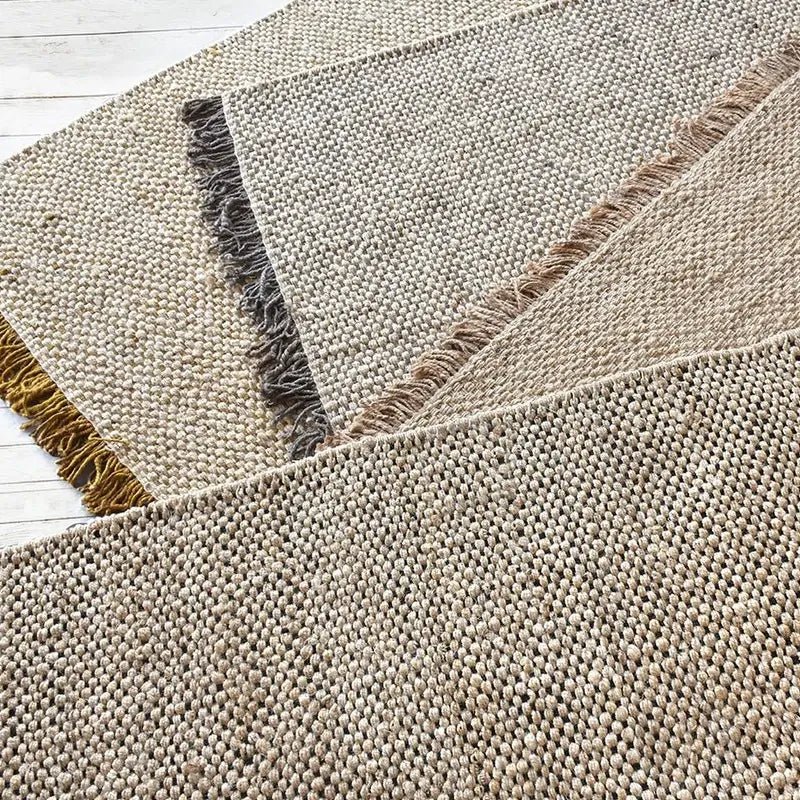 Beiger Naturteppich Casablanca mit Rautenmuster – pflegeleichter Wohnteppich mit feiner Gewebestruktur und natürlicher Optik