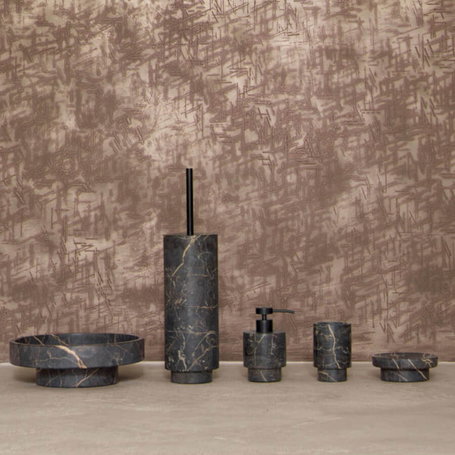 Aquanova Porto Schwarze Marmor-Badaccessoires: Luxuriöse Badaccessoires aus edlem Naturstein.