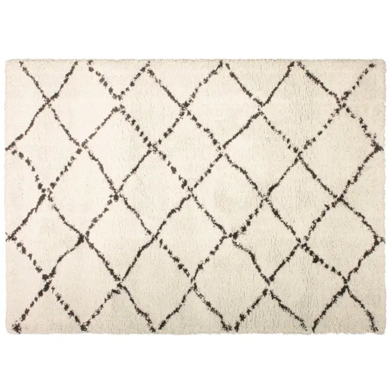 Pflegeleichter Kurzflor-Teppich Casablanca in Beige mit modernem Rautenmuster – zeitloser Wohnzimmer- und Wohnteppich