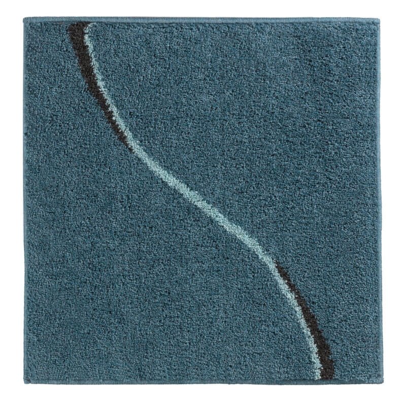 WC Vorleger 60x60 cm in Ocean Blau – weiche, gemusterte Hochflor Badematte Carve, rutschfest fürs Badezimmer.