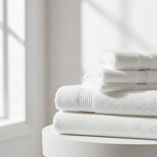 Weiße Handtücher im modernen Badezimmer – zeitlos, weich und hochwertig