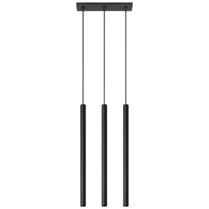 3-flammige Pendelleuchte Pastello in Schwarz, moderne minimalistische Hängeleuchte mit schlanken Zylindern