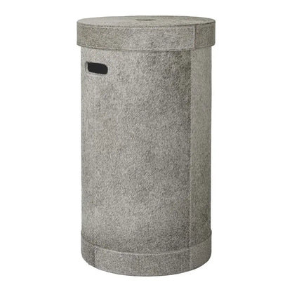 Luxuriöser Wäschekorb Java aus Echtleder mit Deckel in edler Felloptik für ein stilvolles und elegantes Badezimmer-Ambiente.