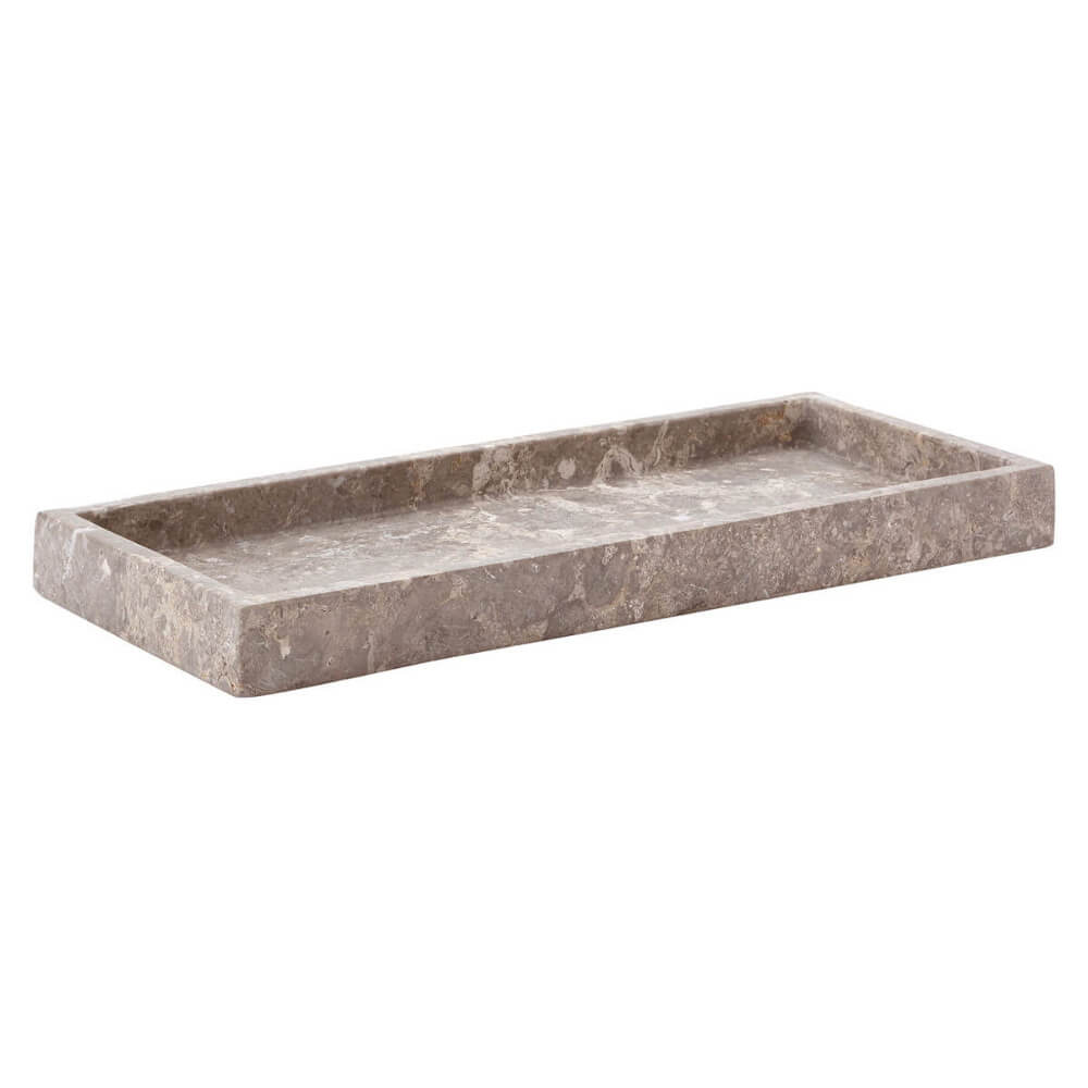 Elegantes rechteckiges Tablett Aquanova Conor aus Beige Marmor: Stilvolle Ablage für Ihr Badezimmer oder Wohnbereich.