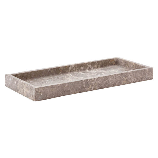 Elegantes rechteckiges Tablett Aquanova Conor aus Beige Marmor: Stilvolle Ablage für Ihr Badezimmer oder Wohnbereich.