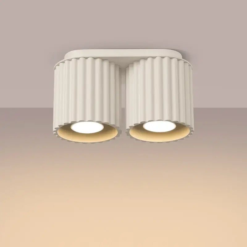 Beige 2-flammige Deckenlampe / Deckenleuchte Aura 2 mit zwei GU10-Fassungen im modernen, zylindrischen Design