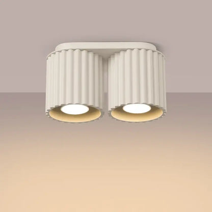 Beige 2-flammige Deckenlampe / Deckenleuchte Aura 2 mit zwei GU10-Fassungen im modernen, zylindrischen Design
