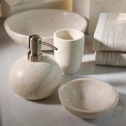 Aquanova Luxor Badaccessoires-Set aus edlem Marmor: Luxuriöses Set für ein stilvolles Badezimmer.