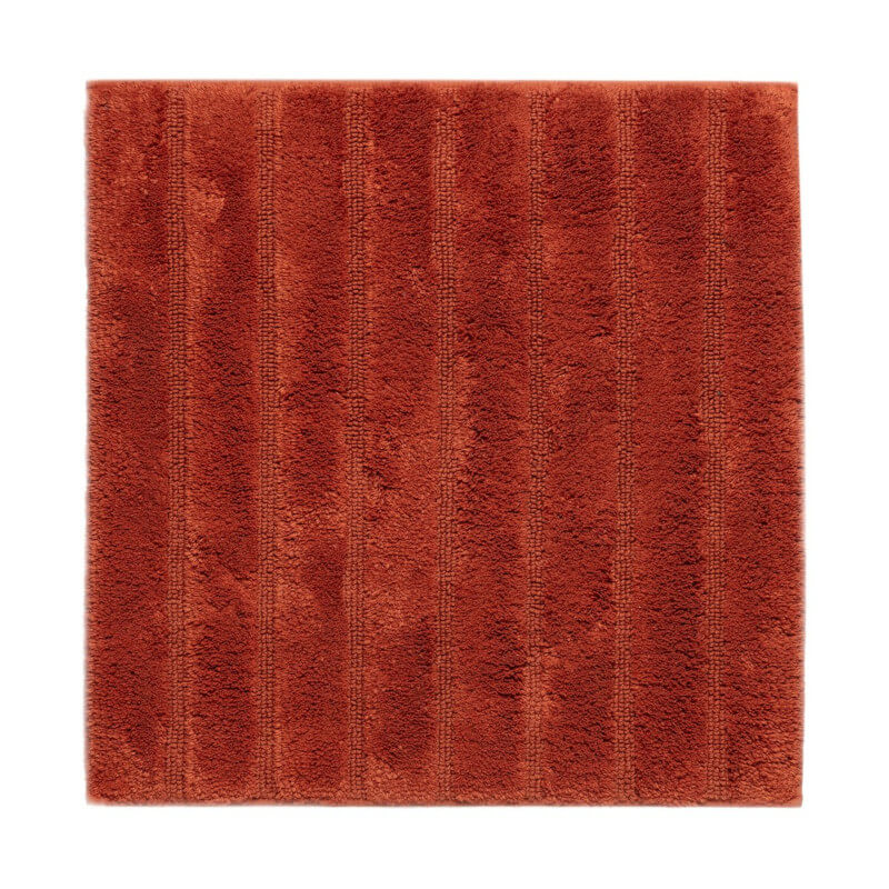 WC-Vorleger California Terracotta 60x60cm, Baumwolle, mit rutschfesten Hoch-Tief-Streifen.