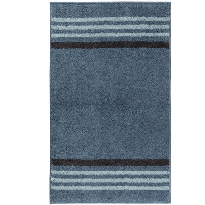 Badematte Lima in Ocean Blau – moderner Badezimmerteppich mit Streifen, weich und pflegeleicht.