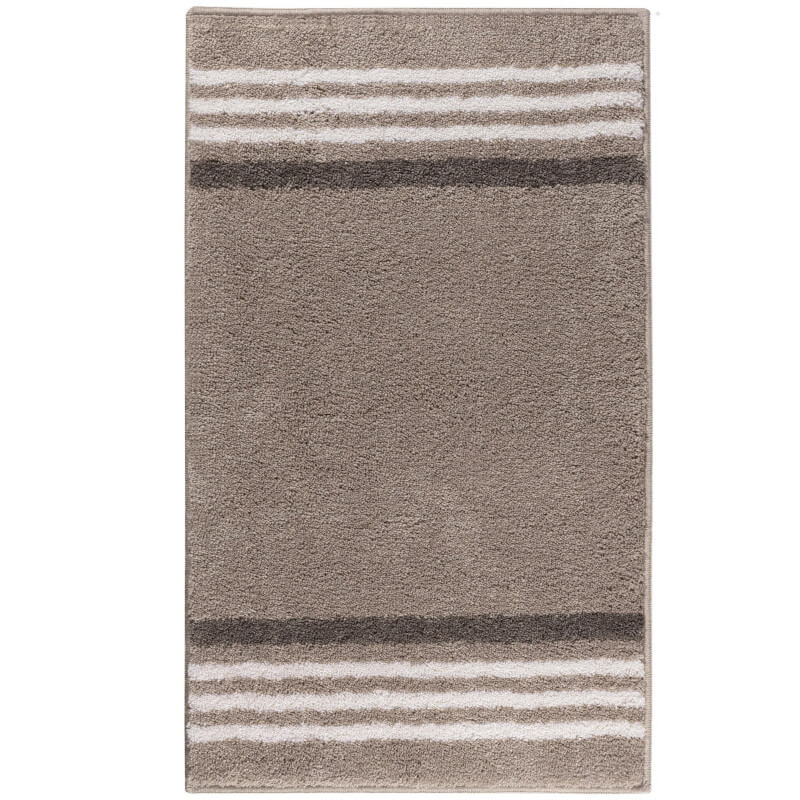 Badematte Lima in Sand Beige – moderner Badezimmerteppich mit Streifen, weich und pflegeleicht.