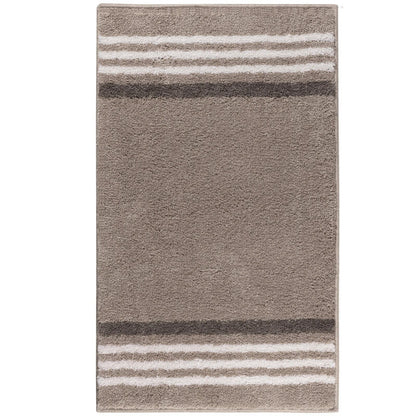 Badematte Lima in Sand Beige – moderner Badezimmerteppich mit Streifen, weich und pflegeleicht.
