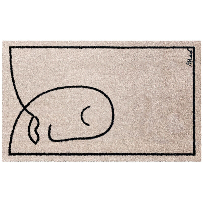 Badematte Beige mit Motiv Modern Maschinenwaschbar