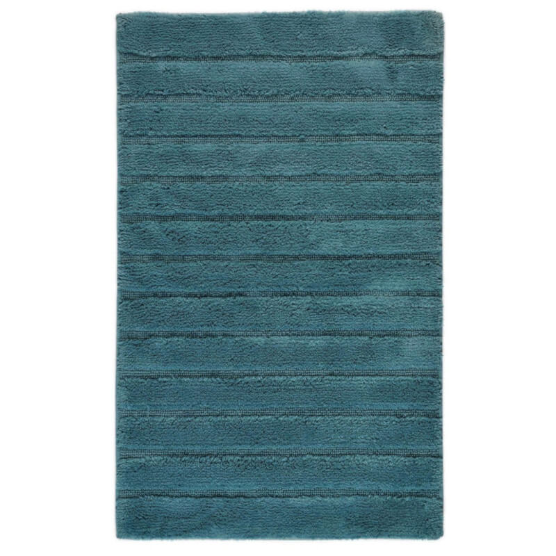  Rutschfeste Badematte California Ocean in Blau-Grün, mit ausgefallenen Hoch-Tief-Streifen für modernes Badezimmer-Design.