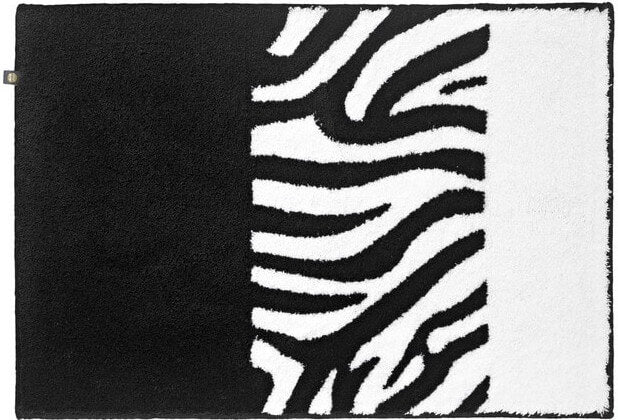 Badteppich auf Maß, Zebra von Rhomtuft in Schwarz-Weiß, ein kontrastreicher und individueller Teppich.