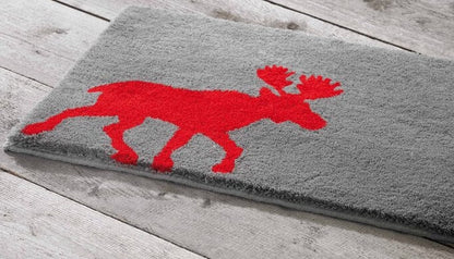 Badteppich Wunschmaß von Rhomtuft, Elk-Tiermotiv in Kiesel-Carmin, hochwertiger Teppich mit individuellem Design.