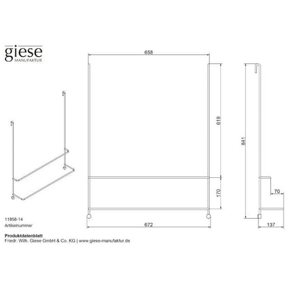 Badetuchhalter "Server" von Giese: Der Handtuchhalter zum Einhängen an der Duschtür (670mm) ist ein stilvoller Handtuchhalter.