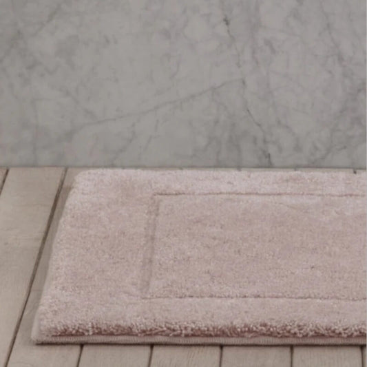 Rutschfeste Badezimmermatte Orlando mit Hoch-Tief-Struktur – pflegeleichter Badezimmerteppich in Rosa Misty Pink