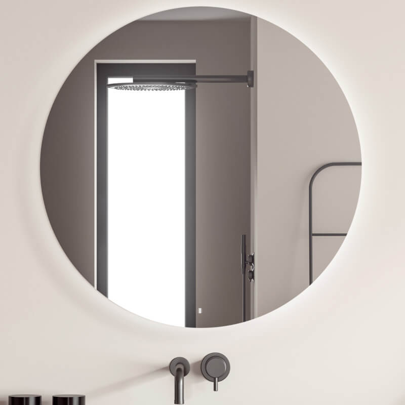 runder Badspiegel, Badezimmerspiegel, rund, LED-Licht, indirektes Licht