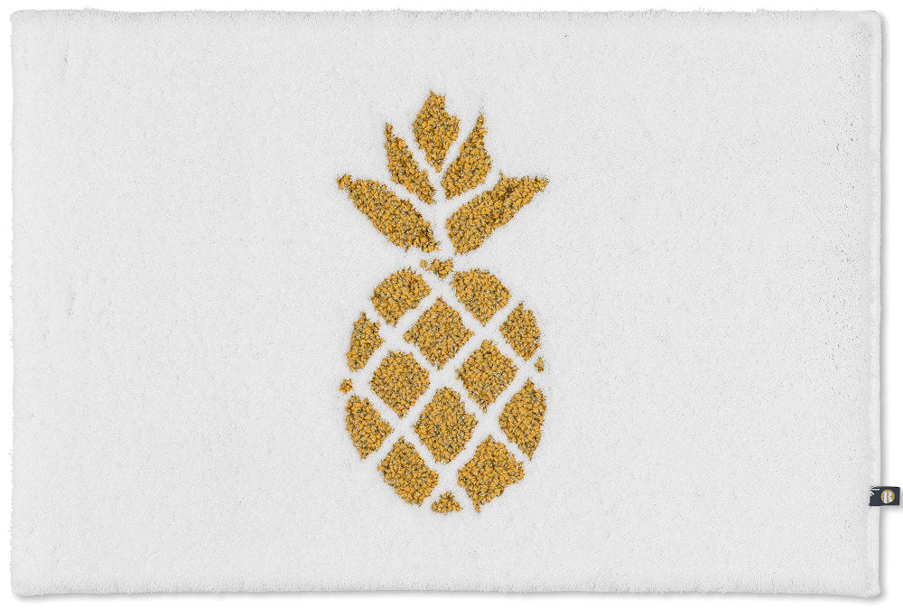 Rhomtuft Ananas Badezimmerteppich in Gold/Weiß: Stilvoller Teppich für Ihr Badezimmer.