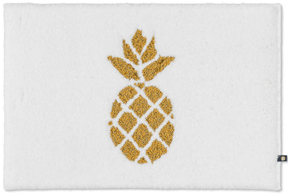 Rhomtuft Ananas Badezimmerteppich in Gold/Weiß: Stilvoller Teppich für Ihr Badezimmer.