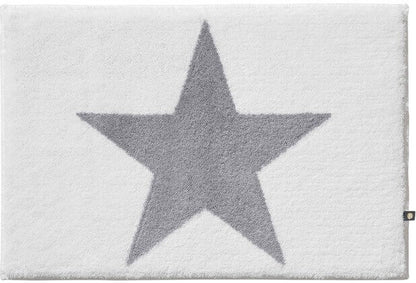 Badezimmerteppich Star von Rhomtuft, Maßanfertigung mit Sternenmotiv in Weiß/Edelstahl: Ein Hauch von Glamour für Ihr Badezimmer – dieser maßgefertigte Badezimmerteppich von Rhomtuft mit Sternenmotiv ist ein echter Hingucker.