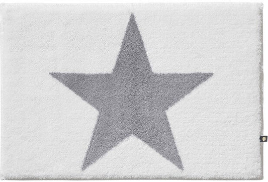 Badezimmerteppich Star von Rhomtuft, Maßanfertigung mit Sternenmotiv in Weiß/Edelstahl: Ein Hauch von Glamour für Ihr Badezimmer – dieser maßgefertigte Badezimmerteppich von Rhomtuft mit Sternenmotiv ist ein echter Hingucker.