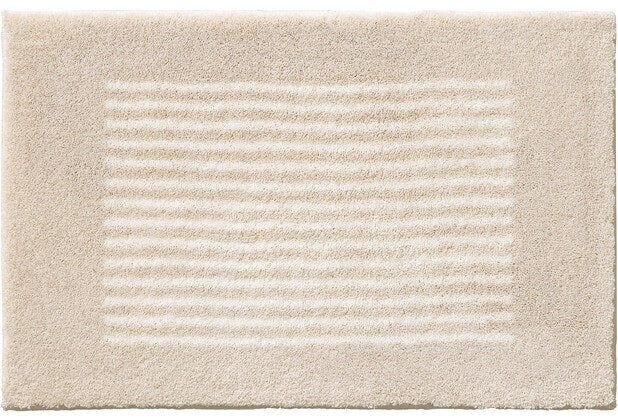Badezimmerteppich/Badteppich nach Maß, Linea mit Streifenmuster von Rhomtuft in Ecru-Stone, ein stilvoller Teppich.