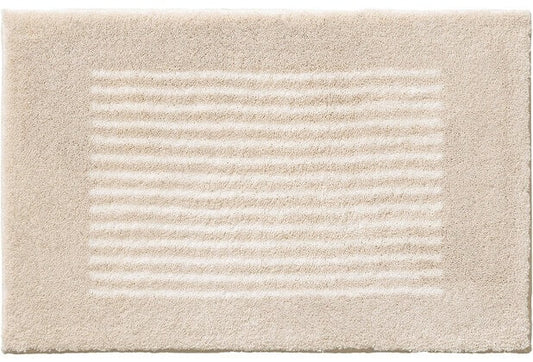 Badezimmerteppich/Badteppich nach Maß, Linea mit Streifenmuster von Rhomtuft in Ecru-Stone, ein stilvoller Teppich.
