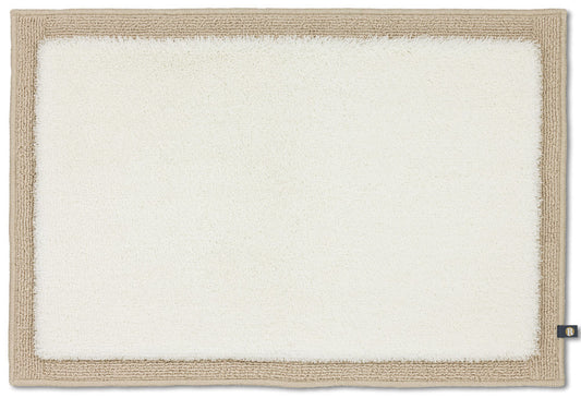 Badezimmerteppich Maß Frame von Rhomtuft in Ecru-Creme, individueller Teppich für ein stilvolles Bad.