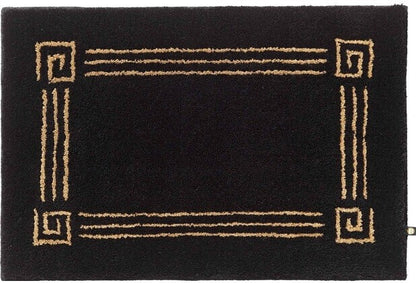 Badteppich Olymp von Rhomtuft in Schwarz mit Goldlurex – hochwertig und stilvoll für ein modernes Badezimmer.