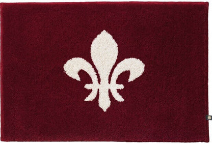 Badezimmerteppich Lilie von Rhomtuft in Bordeaux-Ecru, hochwertiger Teppich mit elegantem Muster.