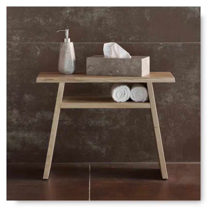 Holzhocker, praktischer und dekorativer Badhocker, aus hochwertigem Holz, für eine elegante und funktionale Badezimmergestaltung