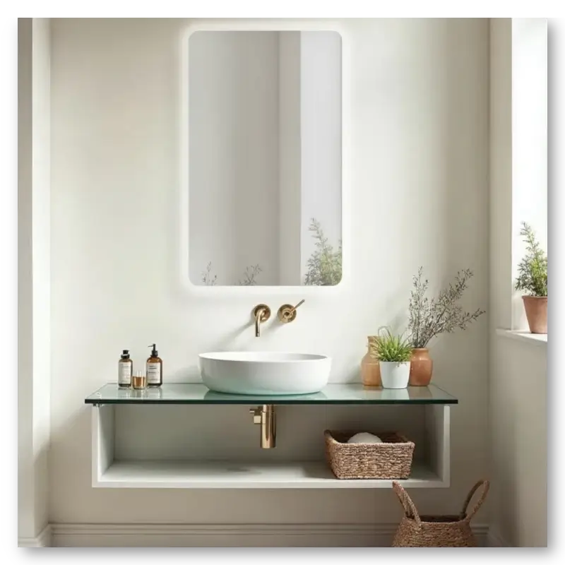 Badspiegel nach Maß von Vogelsang – individuell gefertigter Design-Spiegel für moderne Badezimmer bei Dawelba.