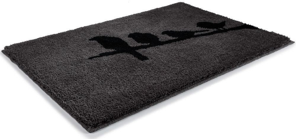 Rhomtuft Bird Badteppich nach Maß, Zinn/Schwarz: Individuell gefertigter Teppich für Ihr Bad.