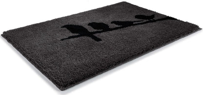 Rhomtuft Bird Badteppich nach Maß, Zinn/Schwarz: Individuell gefertigter Teppich für Ihr Bad.