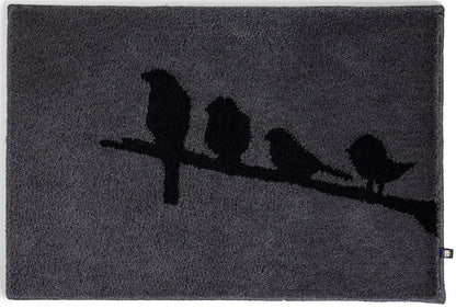 Rhomtuft Bird Badteppich nach Maß, Schwarz/Dunkelgrau: Individuell gefertigter Teppich für Ihr Bad.