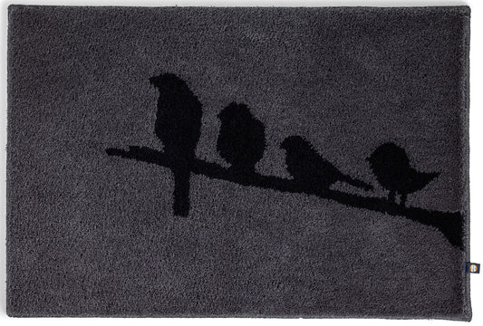 Rhomtuft Bird Badteppich nach Maß, Schwarz/Dunkelgrau: Individuell gefertigter Teppich für Ihr Bad.