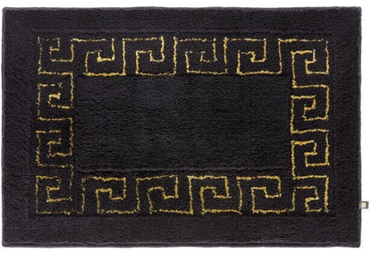 Badteppich/Badezimmermatte Maßanfertigung, Mäander in Schwarz-Gold, ein luxuriöser und individueller Teppich.
