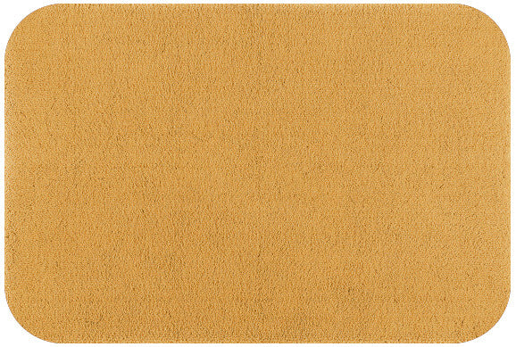 Badteppich/Badezimmerteppich Aspect mit abgerundeten Ecken von Rhomtuft in Gold, luxuriöser Teppich für ein elegantes Bad.