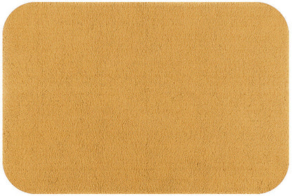 Badteppich/Badezimmerteppich Aspect mit abgerundeten Ecken von Rhomtuft in Gold, luxuriöser Teppich für ein elegantes Bad.