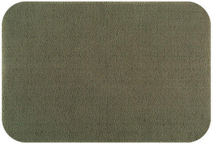 Badteppich/Badezimmerteppich Aspect mit abgerundeten Ecken von Rhomtuft in Olive, natürliche Farben für ein entspannendes Bad.