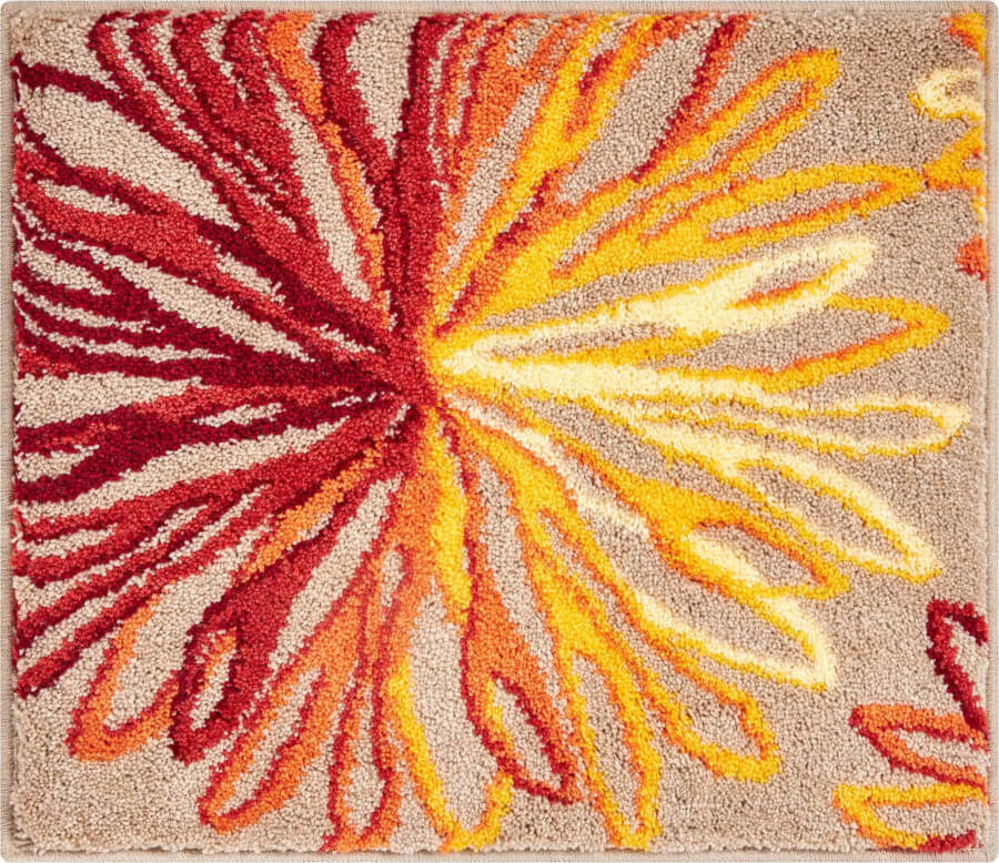 Grund Art Badteppich/Badezimmervorleger, Orange/Beige/Gelb, 50x60cm: Farbiger Teppich für Ihr Badezimmer.